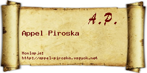 Appel Piroska névjegykártya